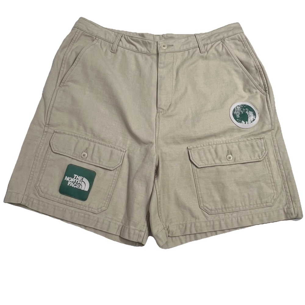 The North Face Valley Cargo Shorts Men 36 Tan Relaxed Fit Reef Waters Patch